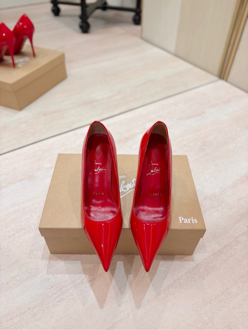 Christian Louboutin Red Patent Pointed-Toe Stiletto Heels